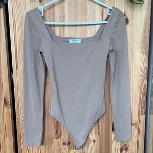 Babaton Tan Long Sleeve Bodysuit (size S)